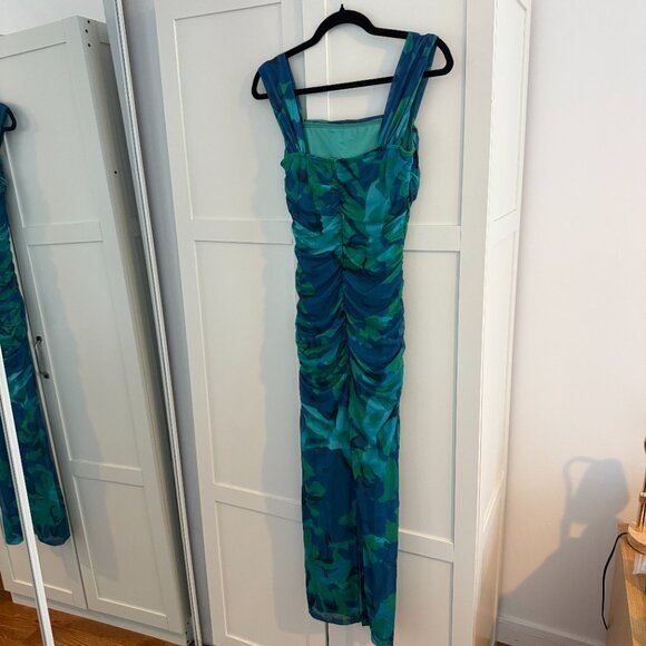 PRETTYGARDEN Maxi Dresses Summer Elegant Floral Off Shoulder Ruch - Picture 3 of 4